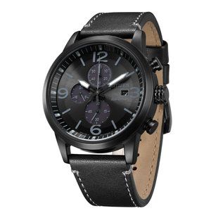 Citizen Black Men's Leather 43mm Watch